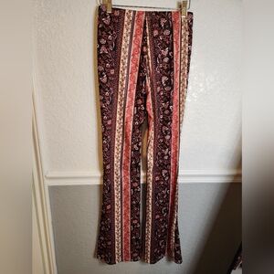 SHEIN Floral Striped Flared Cut Pants/leggings‎ High Wasted Size Small